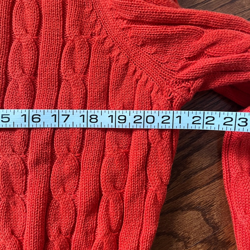 Vintage Tommy Hilfiger Hoodie Cable knit Cable Sweater 2000s Y2K 90s Orange L - Picture 7 of 9